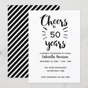 Black and White 50th Birthday Invitation