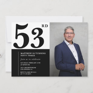 Black and White 53rd Birthday Invitations Photo