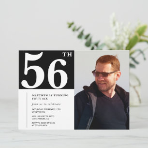 Black and White 56th birthday Invitations Photo
