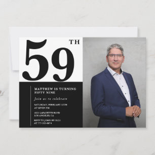 Black and White 59th Birthday Invitations Photo