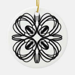 Black and White #5 Clover Ceramic Tree Decoration