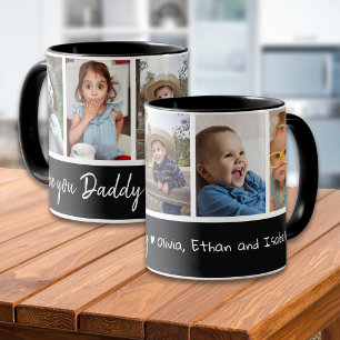 Black And White 5 Photo Collage Love You Daddy Mug