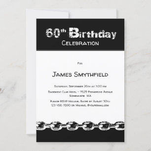 Black and White 60th Birthday Party Invitation