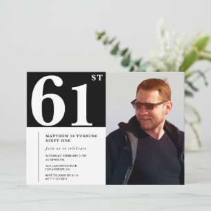 Black and White 61st birthday Invitations Photo