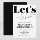 Black and White 65th birthday invitation Modern