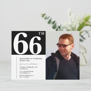 Black and White 66th birthday Invitations Photo
