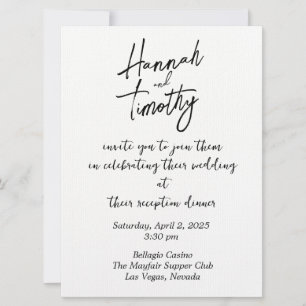 Black and White 6.25”:x 8.75” Wedding Invitation