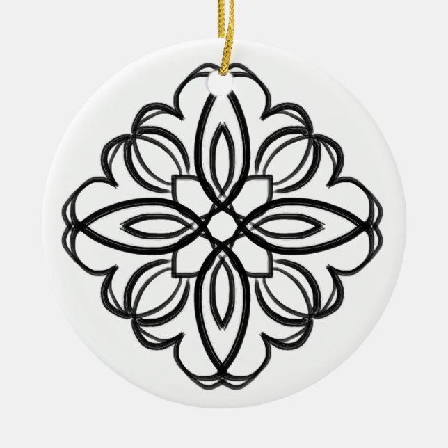 Black and White #6 Diamond Ceramic Tree Decoration (Front)