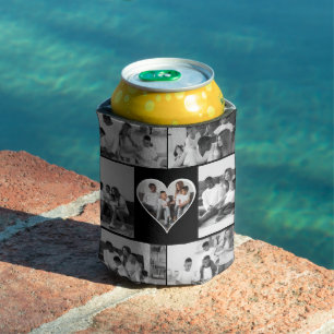 Black and White 7 Photo Collage Can Cooler