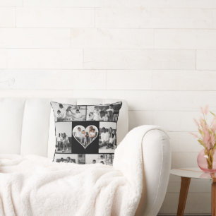 Black and White 7 Photo Collage Cushion