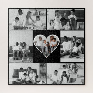 Black and White 7 Photo Collage Jigsaw Puzzle