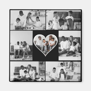 Black and White 7 Photo Collage Magnet