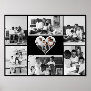 Black and White 7 Photo Collage Poster