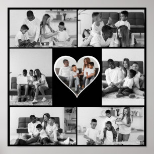 Black and White 7 Photo Collage Poster