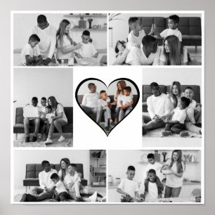 Black and White 7 Photo Collage Poster