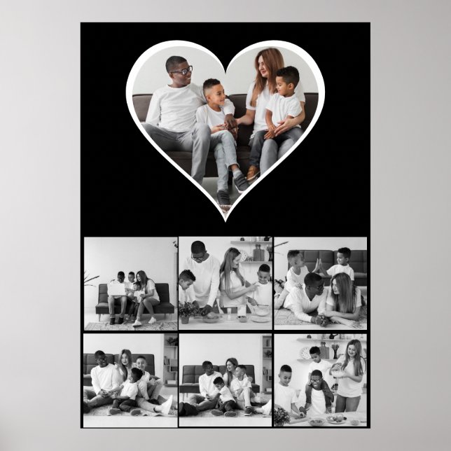 Black and White 7 Photo Collage Poster (Front)