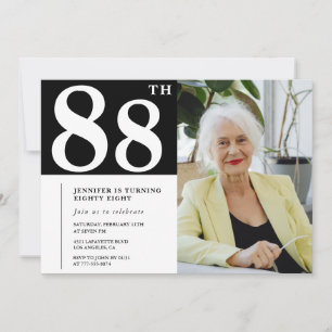 Black and White 88th birthday Invitations Photo