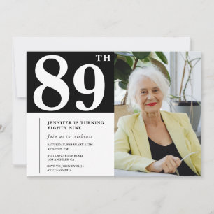 Black and White 89th birthday Invitations Photo