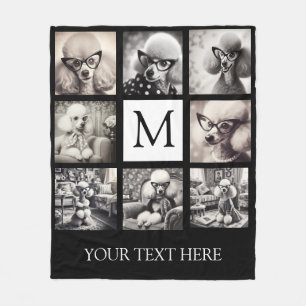 Black and White 8 Photo Collage Fleece Blanket