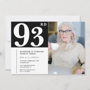 Black and White 93rd birthday Invitations Photo