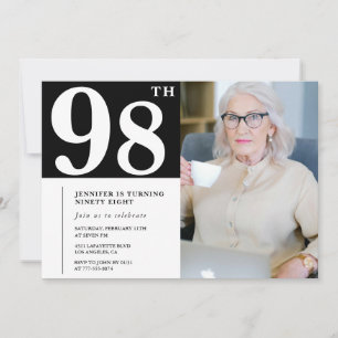 Black and White 98th birthday Invitations Photo