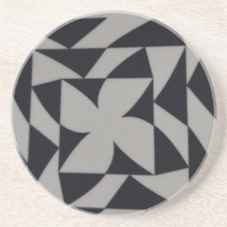 black and white abstact design coaster