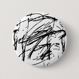 Black and white abstract 6 cm round badge