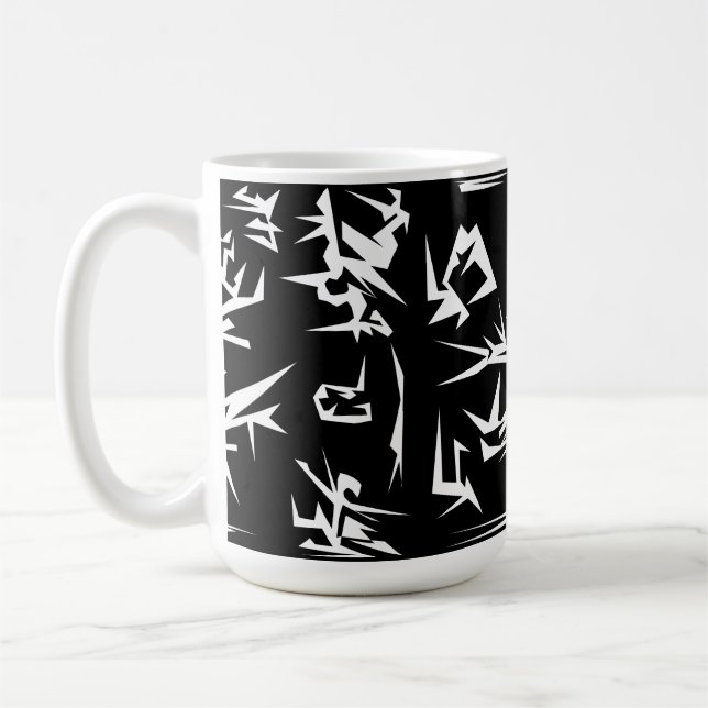 Black And White Abstract Art Funky Coffee Mug (Left)