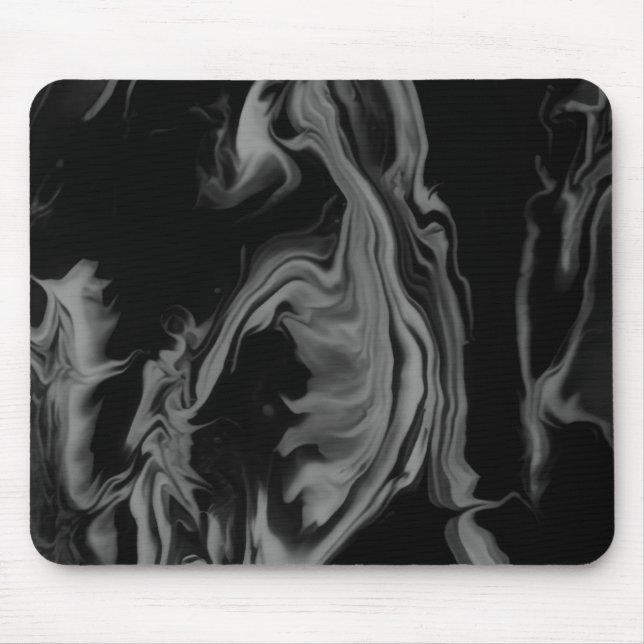Black and White Abstract Art on a Thick Computer Mouse Mat (Front)