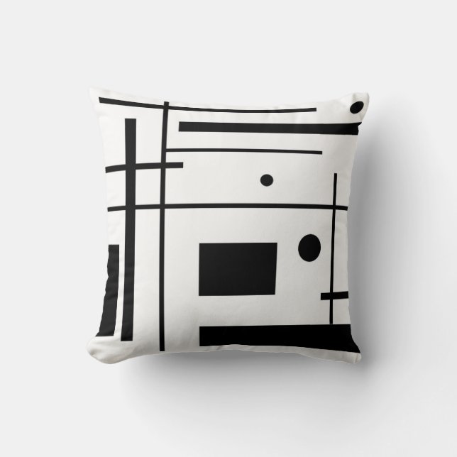 Black and White Abstract Art Throw Pillow (Front)