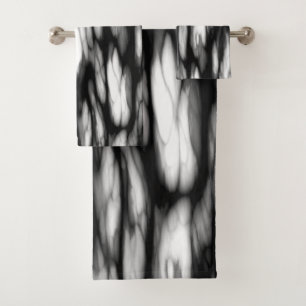 Black and White abstract Bath Towel Set