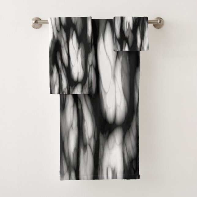 Black and White abstract  Bath Towel Set (Insitu)
