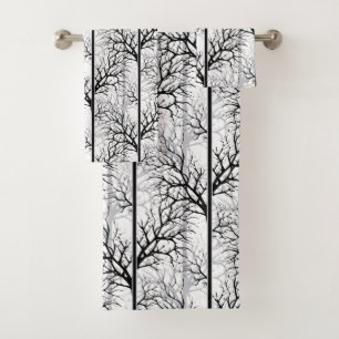 Black and white abstract bath towel set