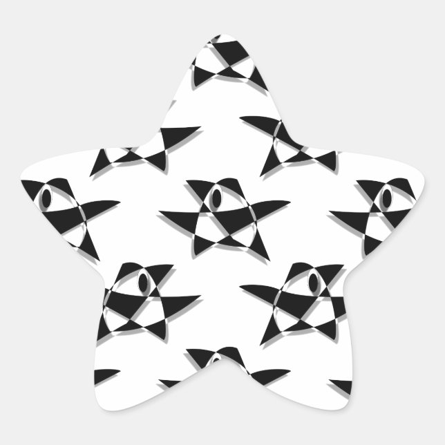 Black And White Abstract Bird Pattern Star Sticker (Front)