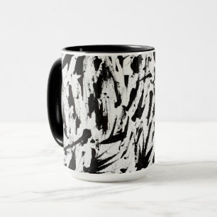 Black and White Abstract Brushstrokes Art Mug