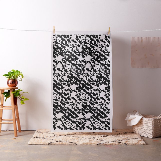 Black And White Abstract Camouflage Pattern Fabric (In Situ)