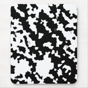 Black And White Abstract Camouflage Pattern Mouse Mat