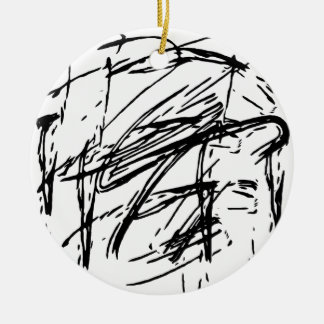 Black and white abstract ceramic tree decoration