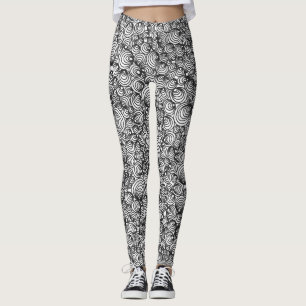 Black and White Abstract Circles Leggings