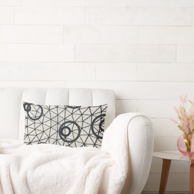 Black and White Abstract Circles Lumbar Cushion (Couch)