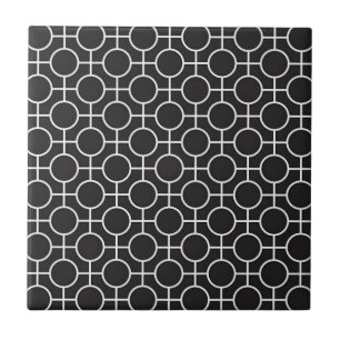 Black and White Abstract Cool Pattern Modern Tile