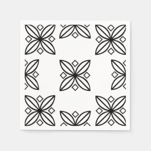 Black and White Abstract Design Napkin
