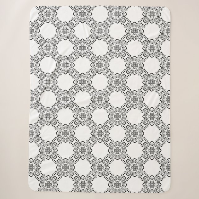 Black and White Abstract Design Sherpa Blanket (Front)