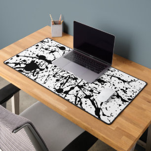 Black and White Abstract Desk Mat