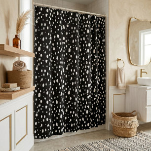 Black and White Abstract Dots Shower Curtain