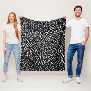 Black and White Abstract Elephant Print Fleece Blanket