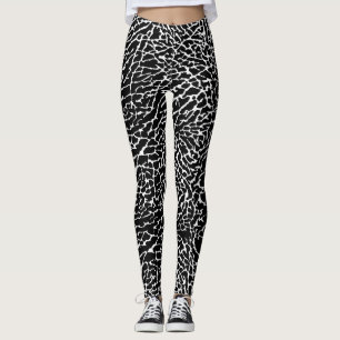 Black and White Abstract Elephant Print Leggings