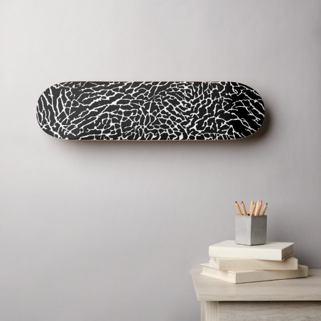 Black and White Abstract Elephant Print Skateboard (Wall Art (Horz))