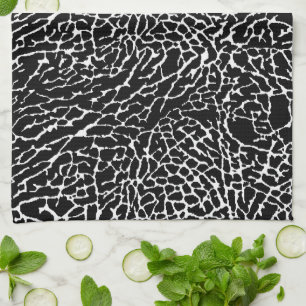 Black and White Abstract Elephant Print Tea Towel