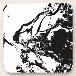 Black and White Abstract Faces Incidental Art Coaster